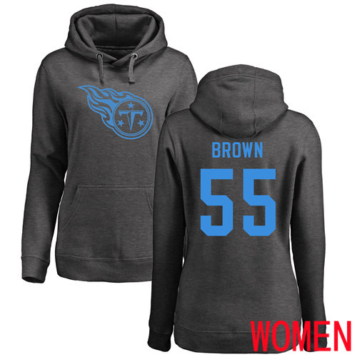 Tennessee Titans Ash Women Jayon Brown One Color NFL Football 55 Pullover Hoodie Sweatshirts